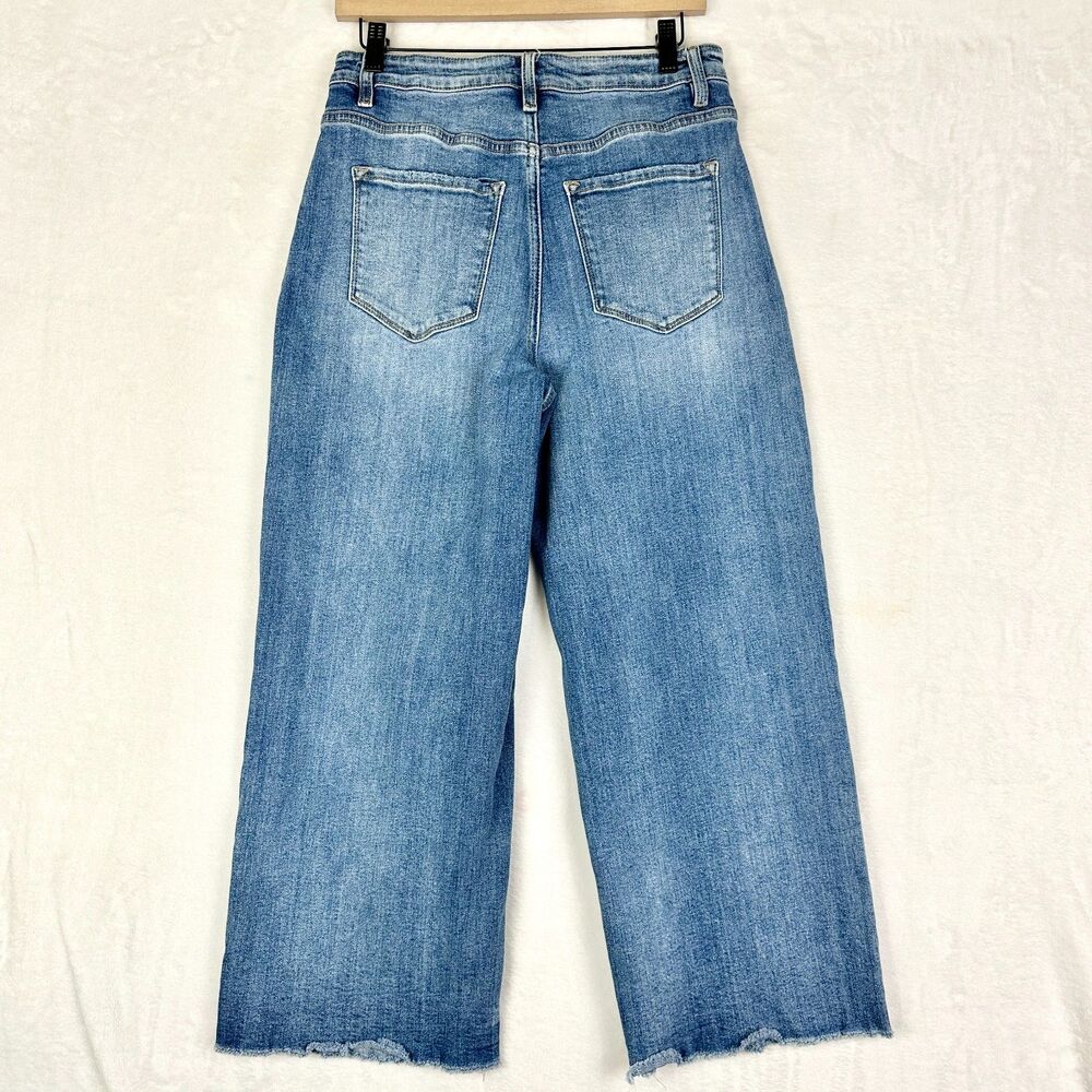 Vervet Super High Rise Raw Hem Wide Leg Crop Jeans Size 29 Stretch - Picture 3 of 6